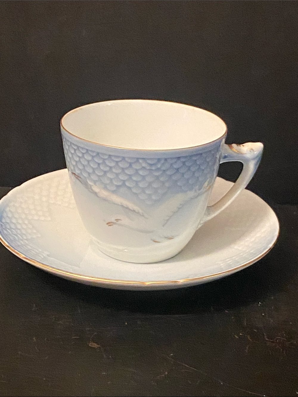 Bing & Grondahl B&G Porcelain Blue  White Cup and Saucer Set Denmark  102